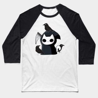 Grim reaper cat and crows Baseball T-Shirt